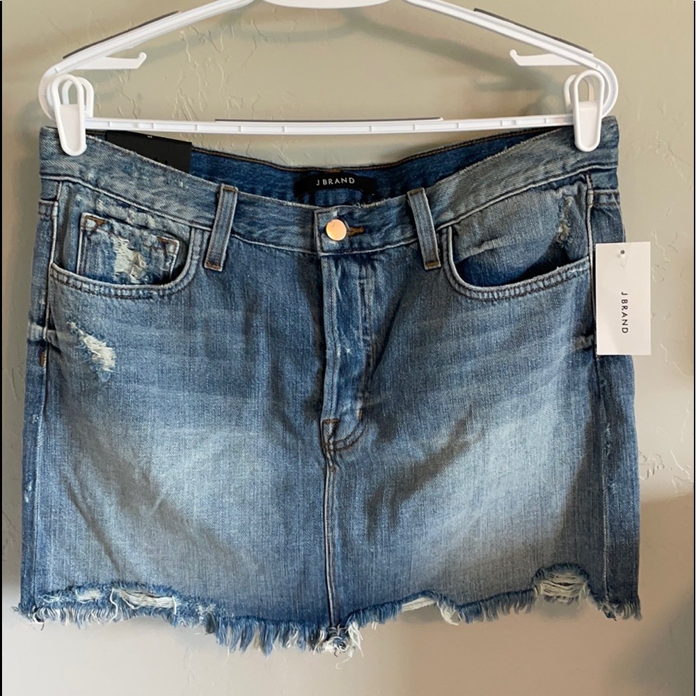 J Brand “Bonnie” distressed mini skirt
